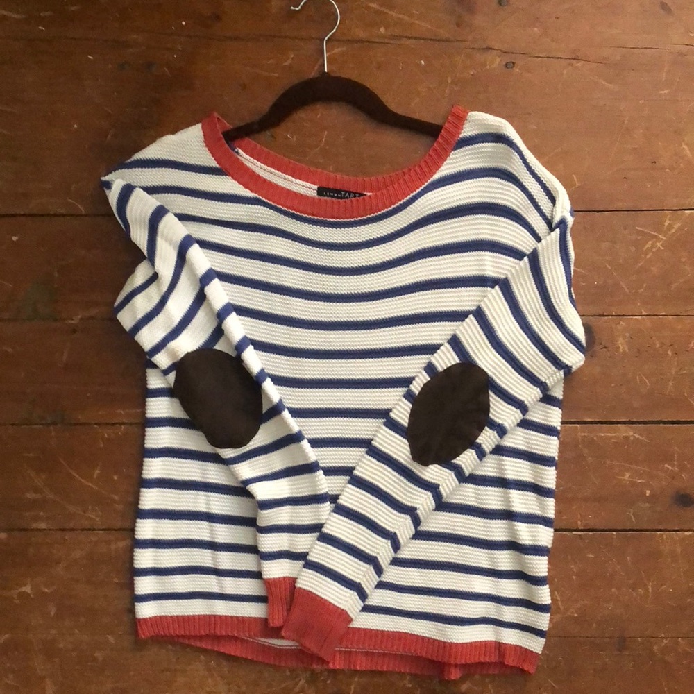 Navy, white and orange light weight sweater
